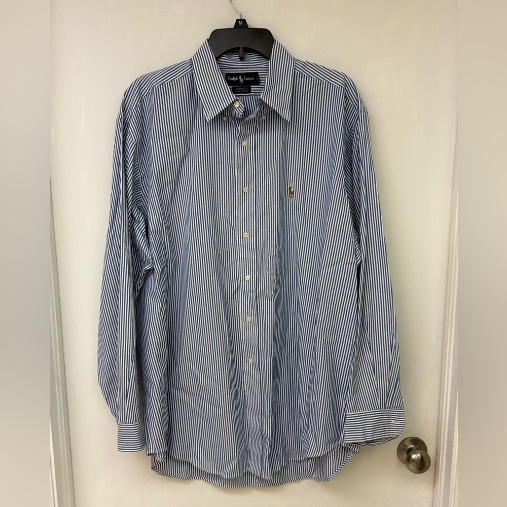 Ralph Lauren Men's Classic Blue Pinstripe Shirt Size 17-35